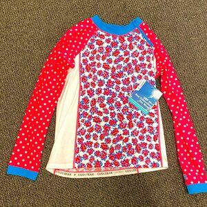NWT! Pink Floral Kids Long Sleeve Surf Shirt / COOLIBAR, UPF 50+ / Size L